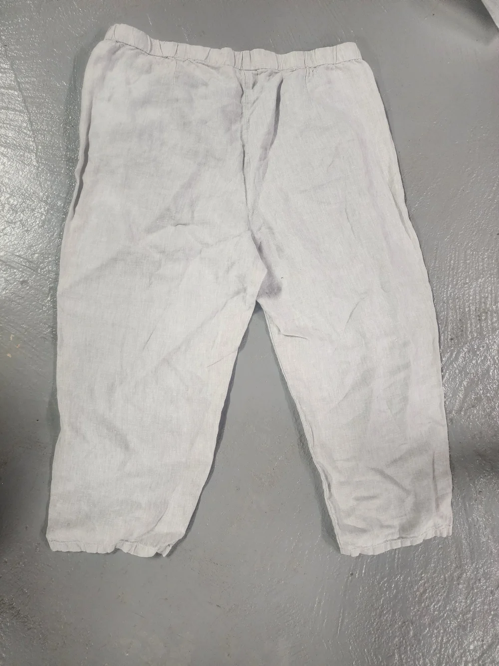 J. Jill Light Gray Linen Casual Elastic-Waist Pants